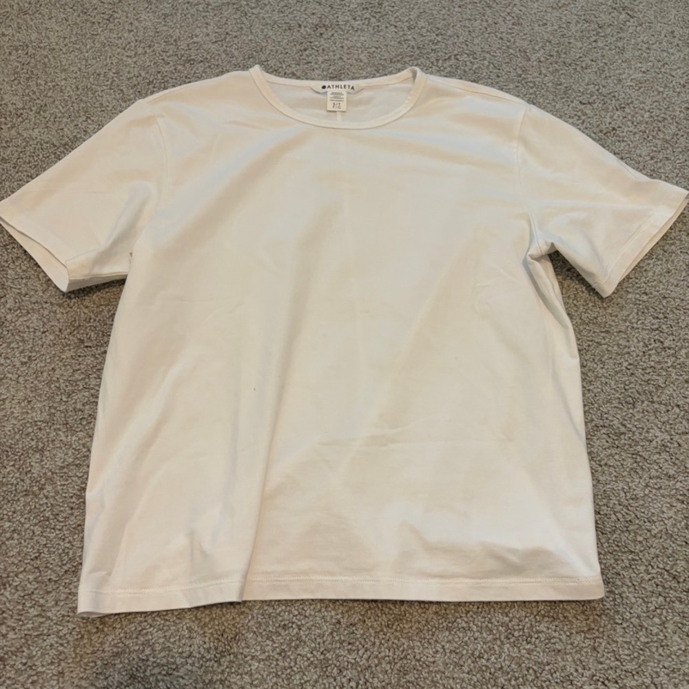 Athleta Essential Tee Womens S White Crewneck Short Sleeve T-shirt Casual